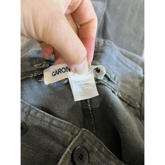 CARON CALLAHAN Grey Wide Leg Ankle Pants Crop Capri Buttons Sz Small Canvas - Picture 7 of 7